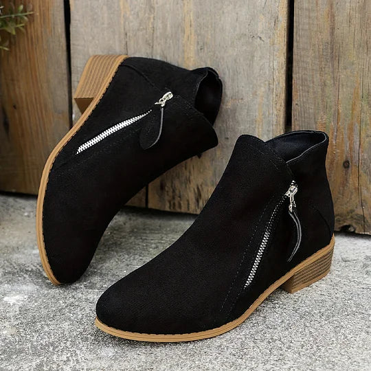 Farah™ – Orthopedic Leather Ankle Boots with Side Zipper