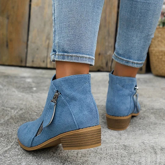 Farah™ – Orthopedic Leather Ankle Boots with Side Zipper