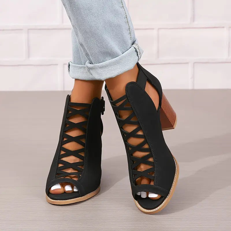 Rachel™ | Refined Lace-Up Block Heel Sandals