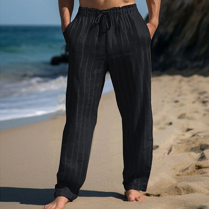 Boyan - Breathable Elastic Waist Stripe Trousers