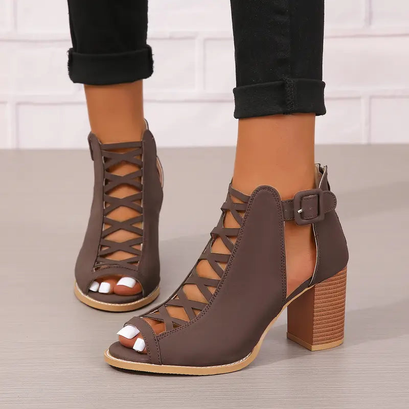 Rachel™ | Refined Lace-Up Block Heel Sandals