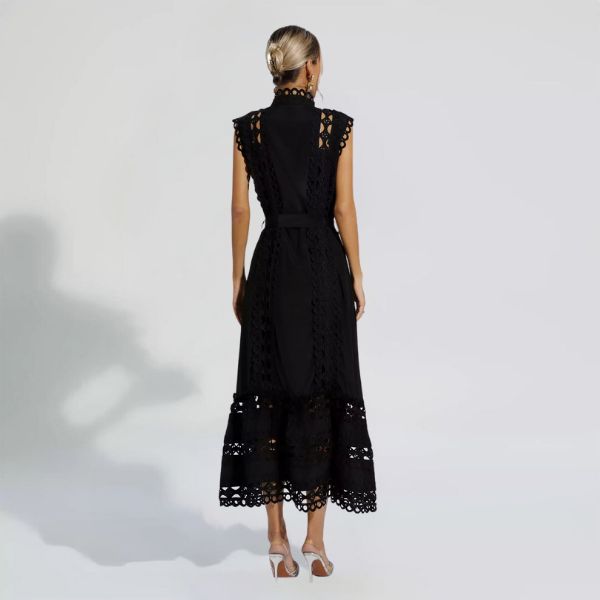 Lorna | Black Sleeveless Hollow Maxi Dress