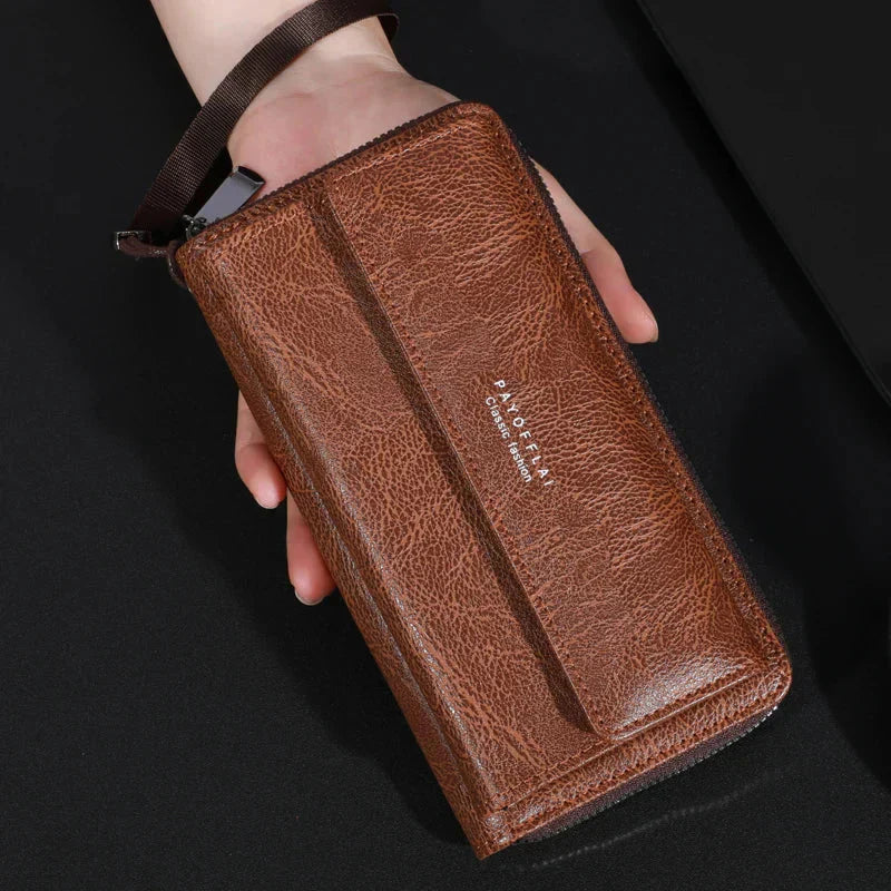 Alba™ | Elegant Multi-Pocket Leather Clutch