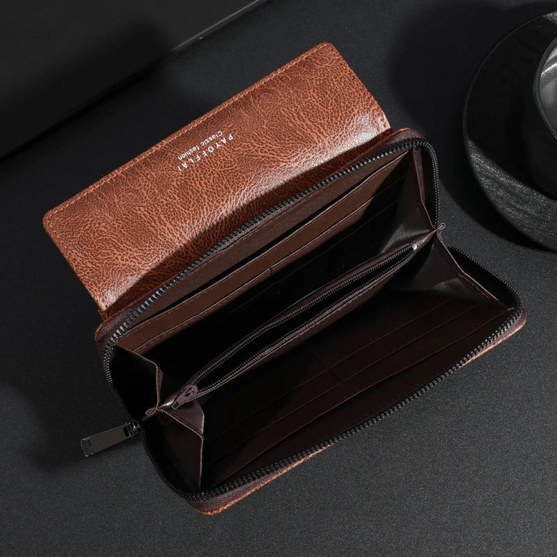 Alba™ | Elegant Multi-Pocket Leather Clutch