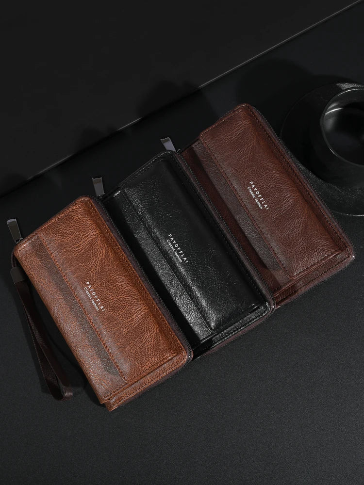 Alba™ | Elegant Multi-Pocket Leather Clutch