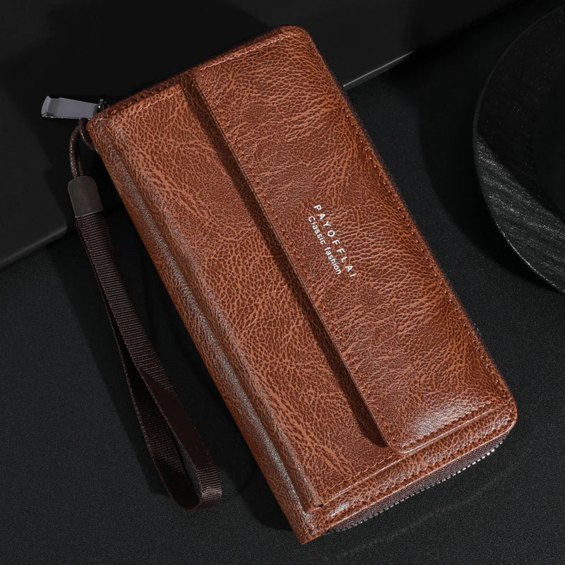 Alba™ | Elegant Multi-Pocket Leather Clutch