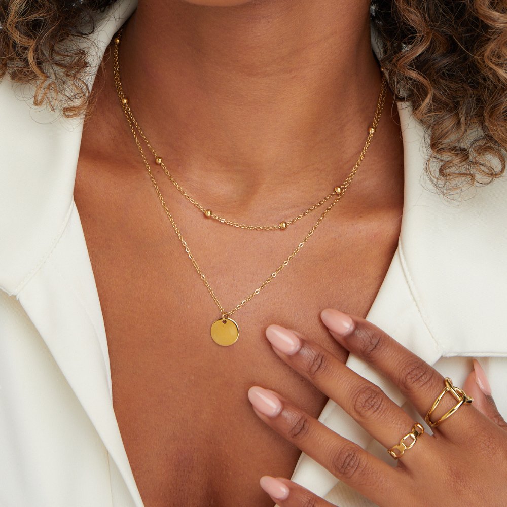 Layered Handmade Round details Necklace