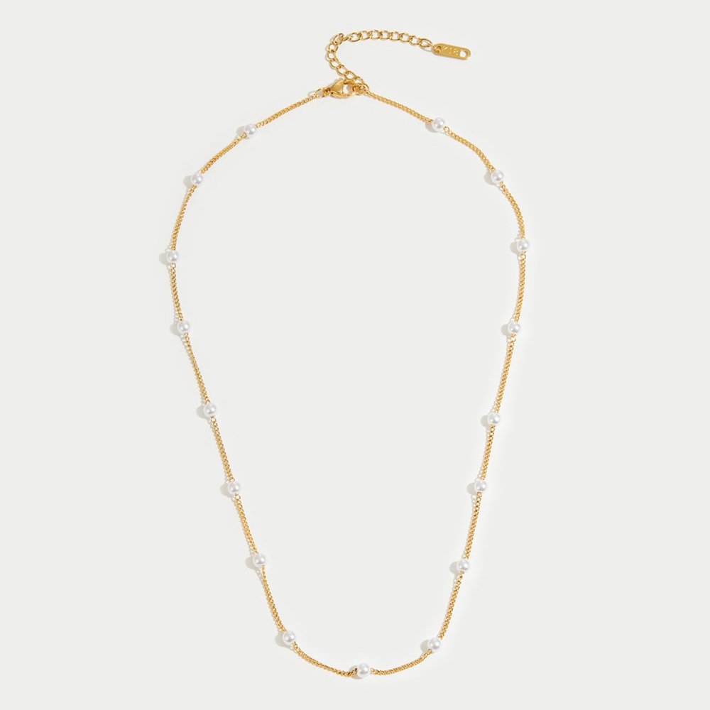 Pure Gold Pearl Details Necklace