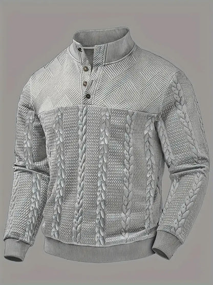 Dawson - Long Sleeve Henley Sweater With Striped