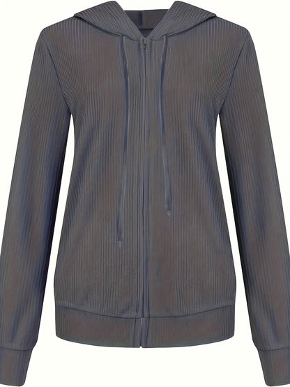 Moira - Long Sleeve Zip Up Drawstring Hoodies