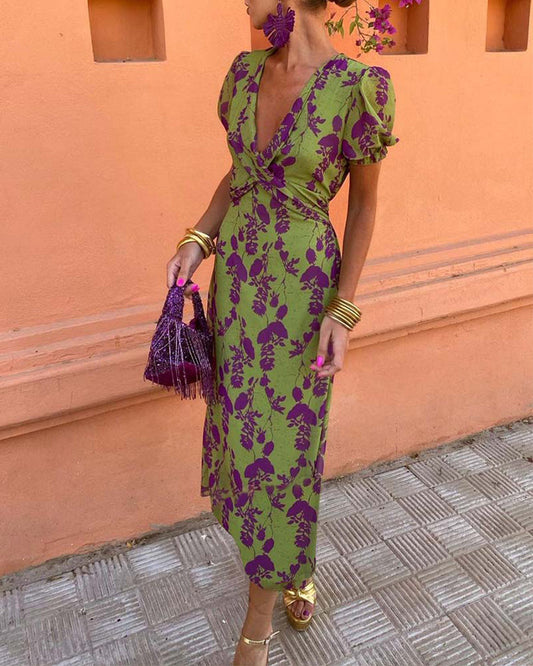 Via™ | Sophisticated V‑Neck Luxe Dress