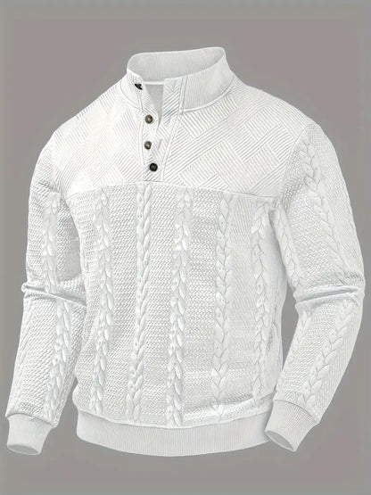 Dawson - Long Sleeve Henley Sweater With Striped