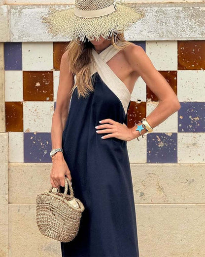 Morven – Crossover Halter Maxi Dress