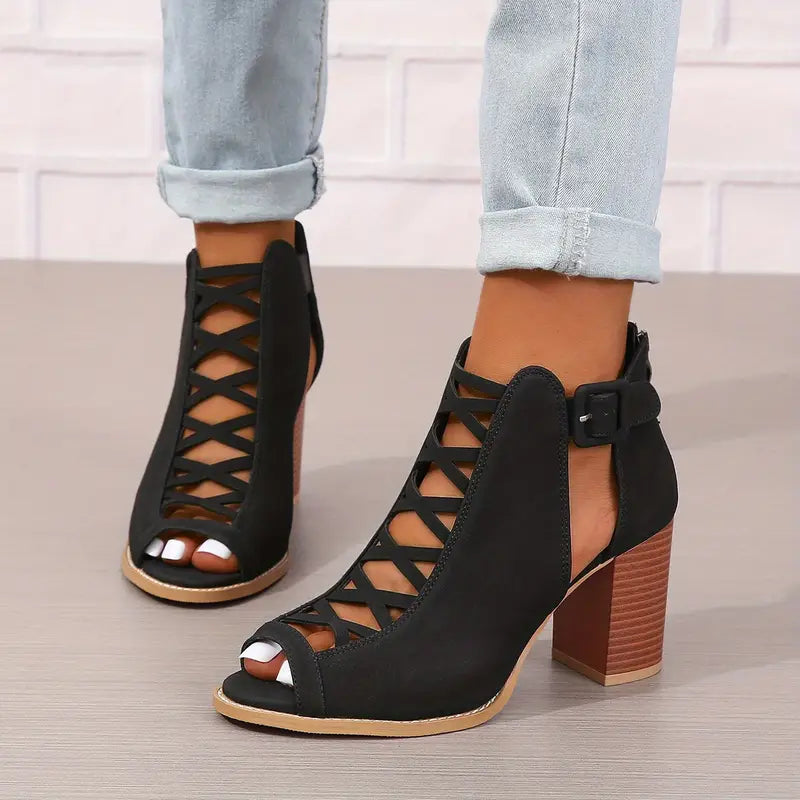 Rachel™ | Refined Lace-Up Block Heel Sandals