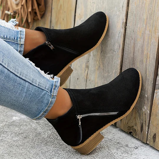 Farah™ – Orthopedic Leather Ankle Boots with Side Zipper