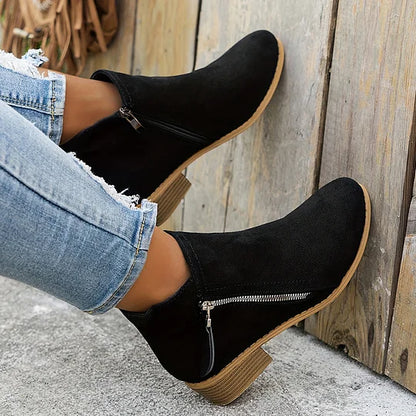 Farah™ – Orthopedic Leather Ankle Boots with Side Zipper