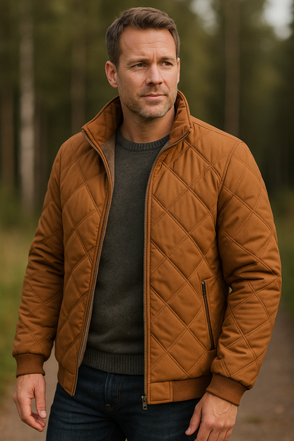 Grisson™ – Diamond Pattern Jacket with Stand Collar