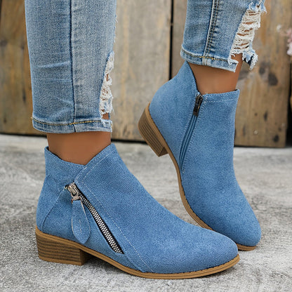 Farah™ – Orthopedic Leather Ankle Boots with Side Zipper