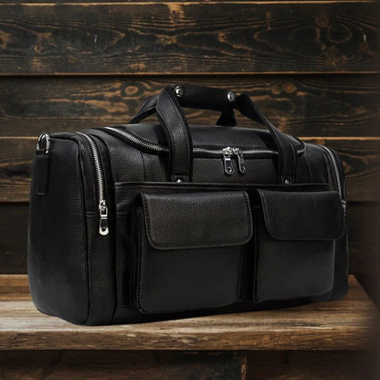 Black Leather Duffle Bag | CHARLEROI