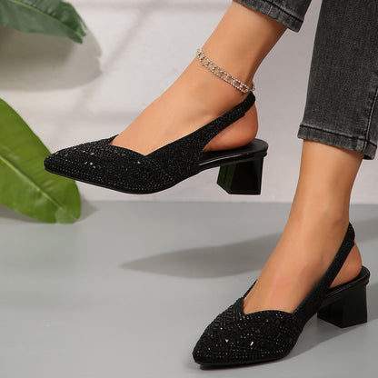 Women’s Elegant Rhinestone Slip-On Heel Sandals