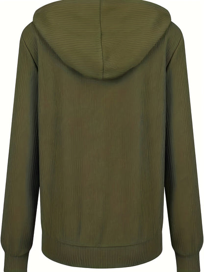 Moira - Long Sleeve Zip Up Drawstring Hoodies