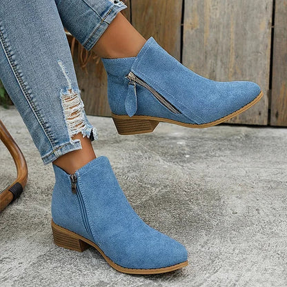 Farah™ – Orthopedic Leather Ankle Boots with Side Zipper
