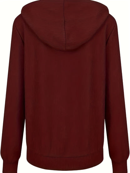 Moira - Long Sleeve Zip Up Drawstring Hoodies