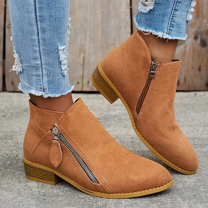 Farah™ – Orthopedic Leather Ankle Boots with Side Zipper
