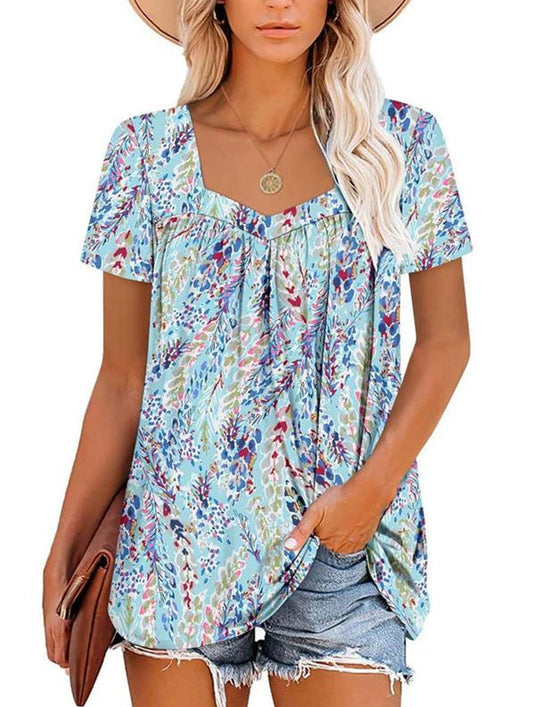 Felisha™ | Elegant Printed Short-Sleeve Blouse