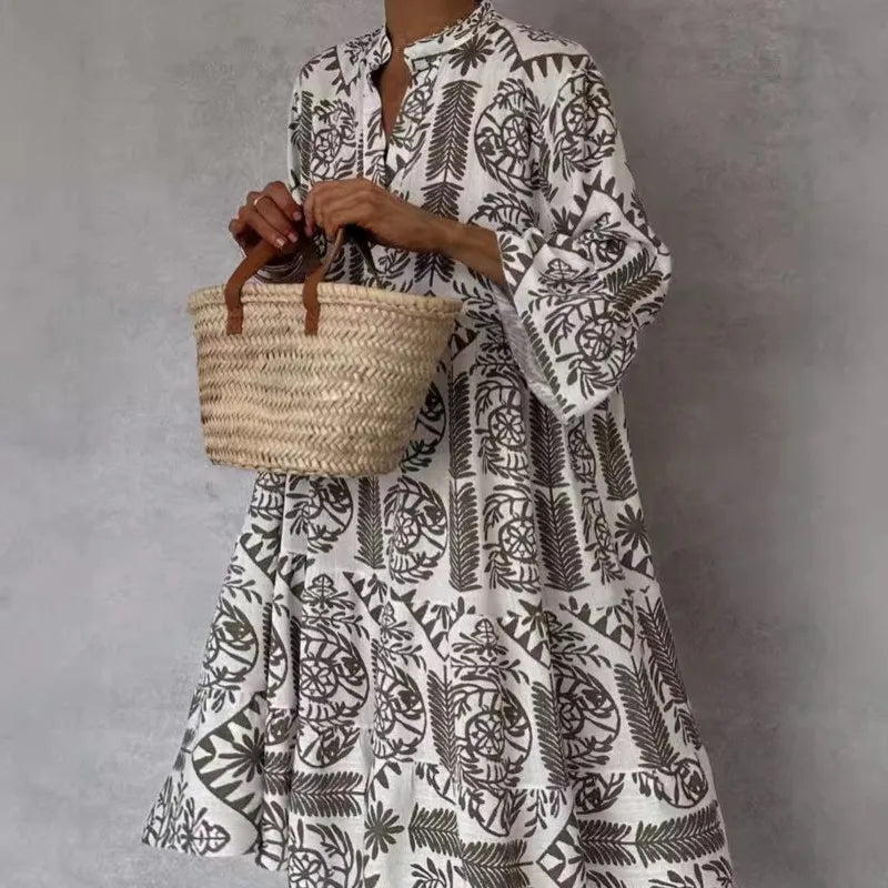 Irish™ | Elegant V‑Neck Printed Dress