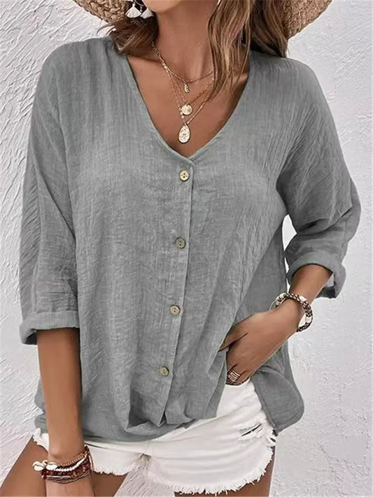 Faye™ | Textured Cotton Blouse