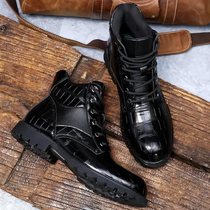 Marco™ | Luxe Crocodile-Texture Leather Boots