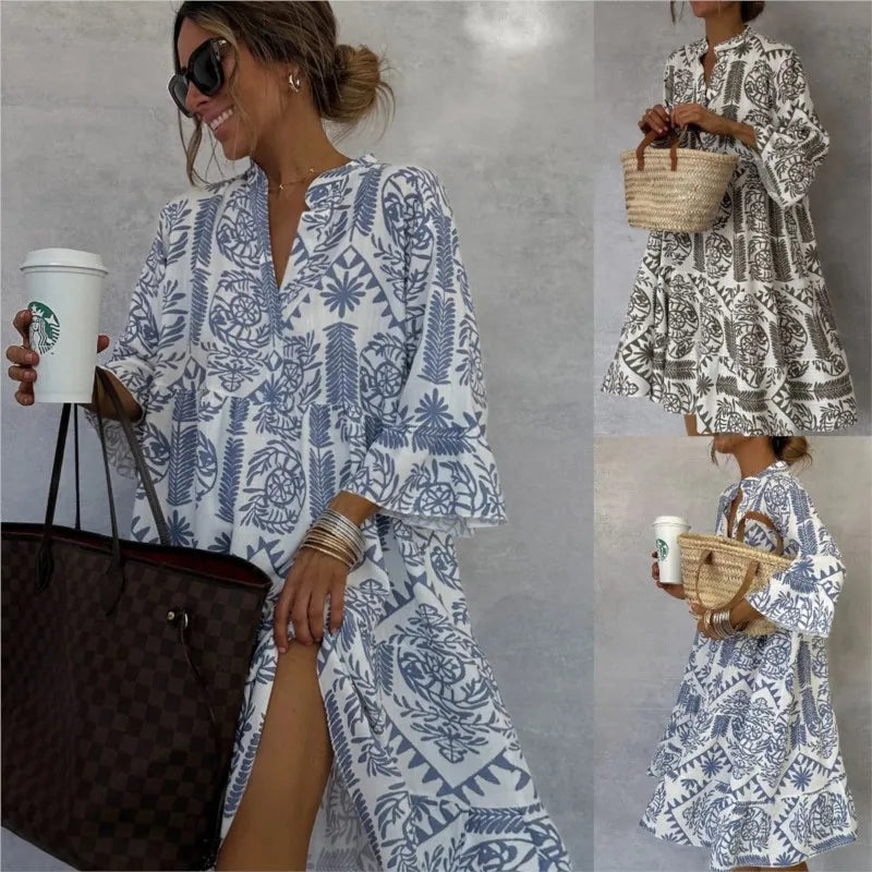 Irish™ | Elegant V‑Neck Printed Dress