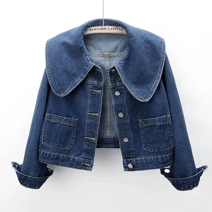 Helena Wide-Collar Denim Jacket