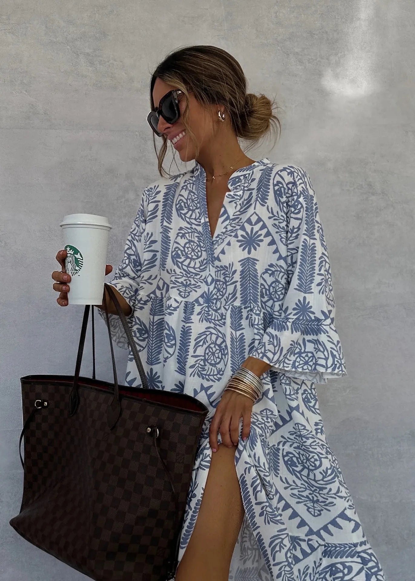 Irish™ | Elegant V‑Neck Printed Dress