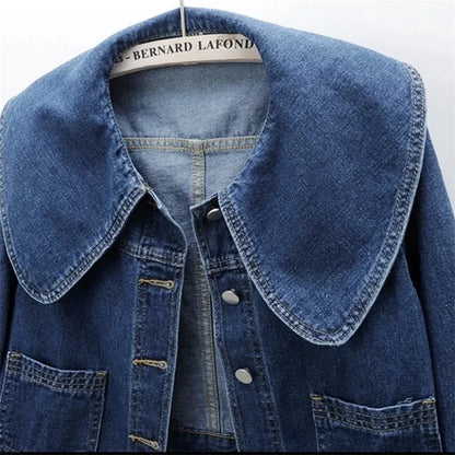Helena Wide-Collar Denim Jacket