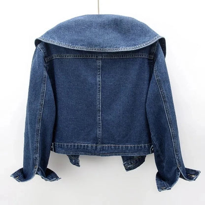 Helena Wide-Collar Denim Jacket