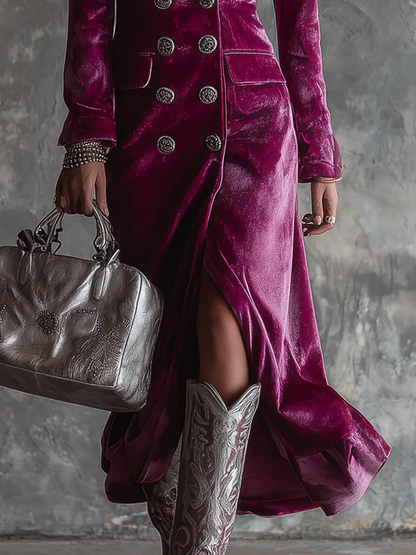 Isabel | Velvet Maxi Blazer Dress