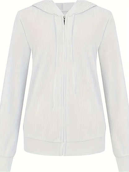Moira - Long Sleeve Zip Up Drawstring Hoodies