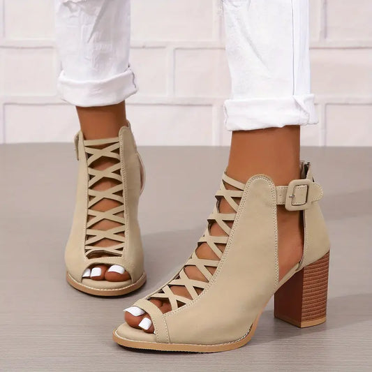 Rachel™ | Refined Lace-Up Block Heel Sandals