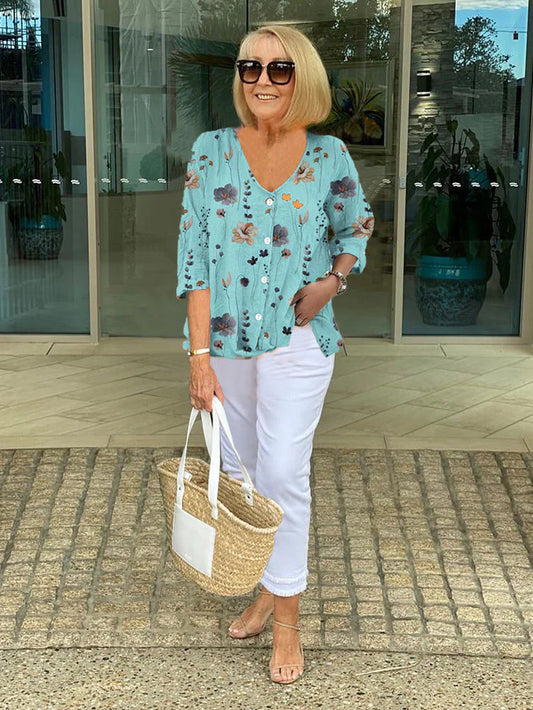 Lualhati™ Button-Up Floral Blouse