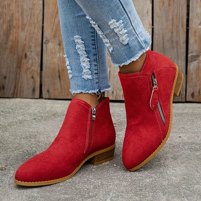 Farah™ – Orthopedic Leather Ankle Boots with Side Zipper