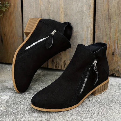 Farah™ – Orthopedic Leather Ankle Boots with Side Zipper