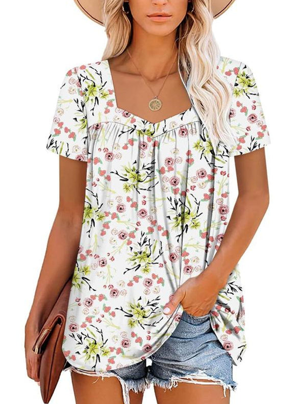 Felisha™ | Elegant Printed Short-Sleeve Blouse