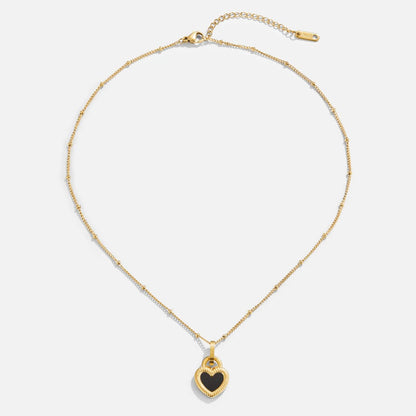 Heart with Black stone Necklace