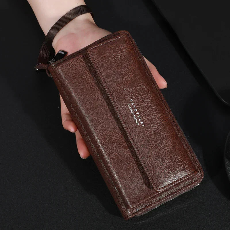 Alba™ | Elegant Multi-Pocket Leather Clutch