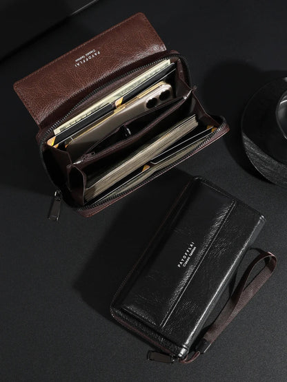 Alba™ | Elegant Multi-Pocket Leather Clutch