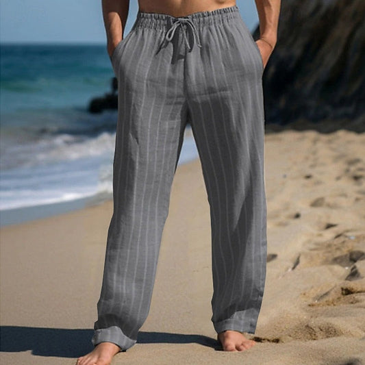 Boyan - Breathable Elastic Waist Stripe Trousers