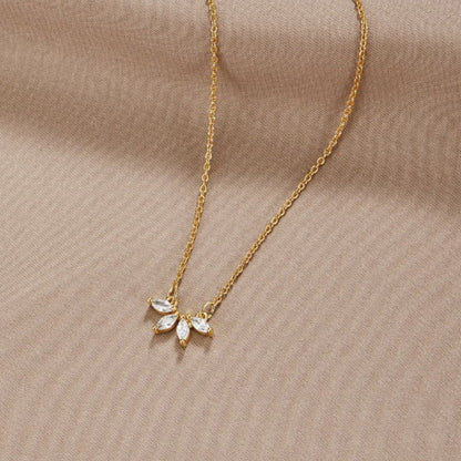 Flower Crystal Leaf Necklace